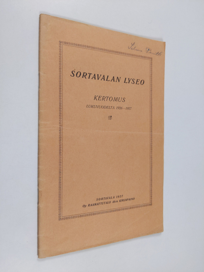 Sortavalan lyseo : kertomus lukuvuodelta 1926-1927