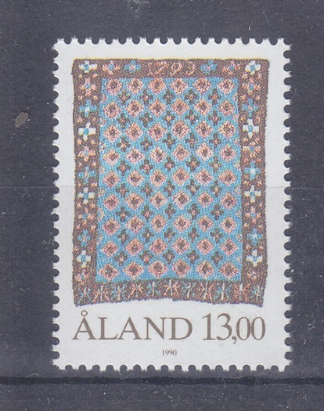 Åland 1990  13 mk. ryijy  postituoreena.