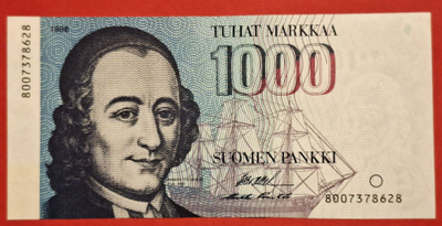 1000 mk 1986, ilman Litt, kunto 7-8. (KD2)