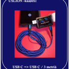 Uslion USB C - USB C -datakaapeli/ latauskaapeli / 3m #29904 - pikkukuva 2