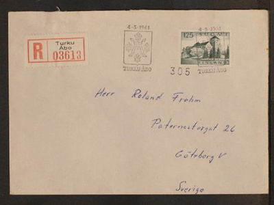 # 23001 # M-54 125mk FDC > Ruotsiin 1961