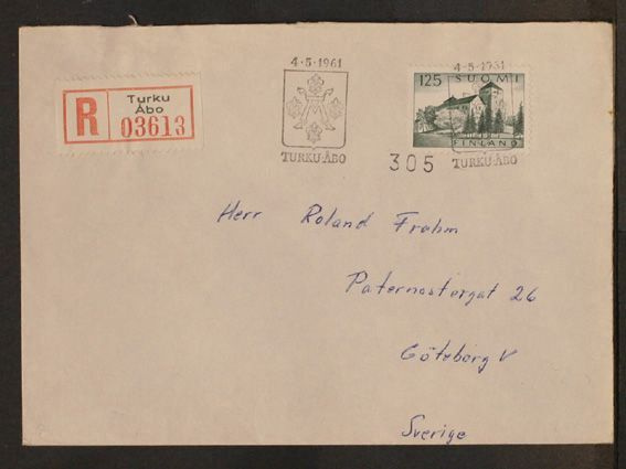 # 23001 # M-54 125mk FDC > Ruotsiin 1961