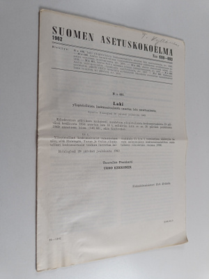 Suomen asetuskokoelma 1962 n:o 688-693