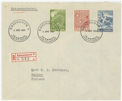 Tanska Mi 295-7 FDC Suomeen