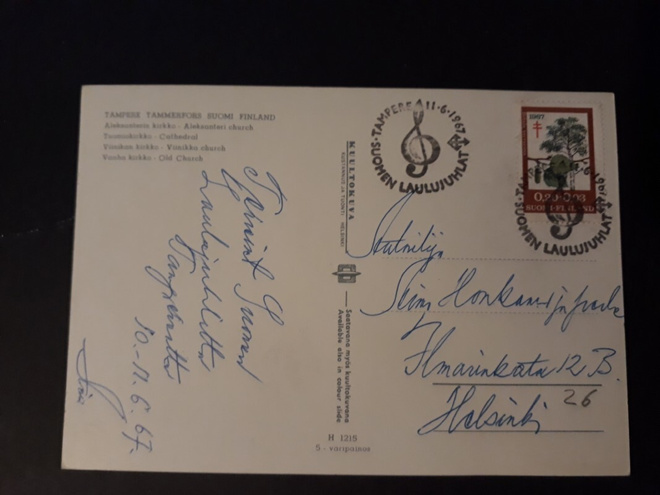 1967  Tre - Suomen laulujuhlat kulk kortilla 11.6.