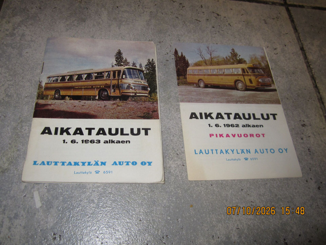 Lauttakylän Auto Oy aikataulut 1962 ja 1963