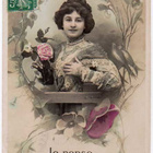NAINEN / Eksoottisen kaunis tyttö, kukkia ja linnut. 1900-l. - pikkukuva 2