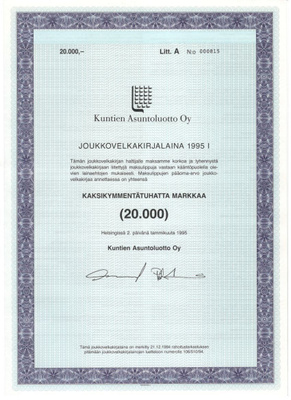OKK obligatio Kuntien Asuntoluotto 1995 I Litt A