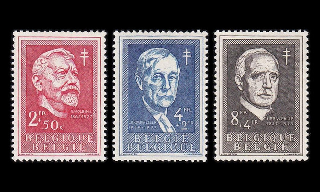Belgia 1032-4 ** Tuberkuloosi merkkihenkilöitä (1955)