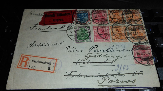 Saksa- Suomi Sensuuri, kirjattu, pika 1921  26/5