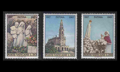Vatikaani 528-30 ** Fatiman ilmestys 50v (1967)
