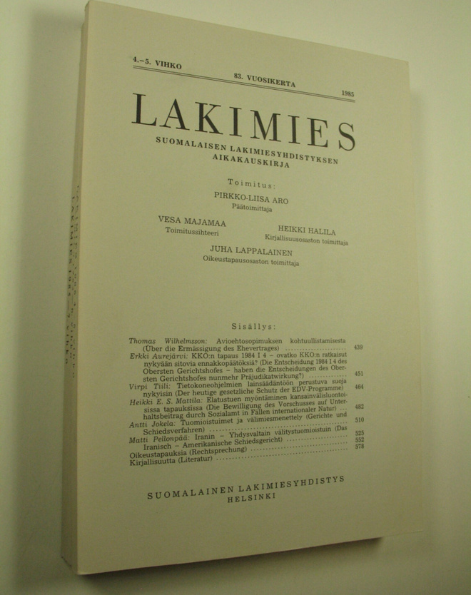 Pirkko-Liisa (toim.) Aro : Lakimies, 83. vuosikerta (1985...