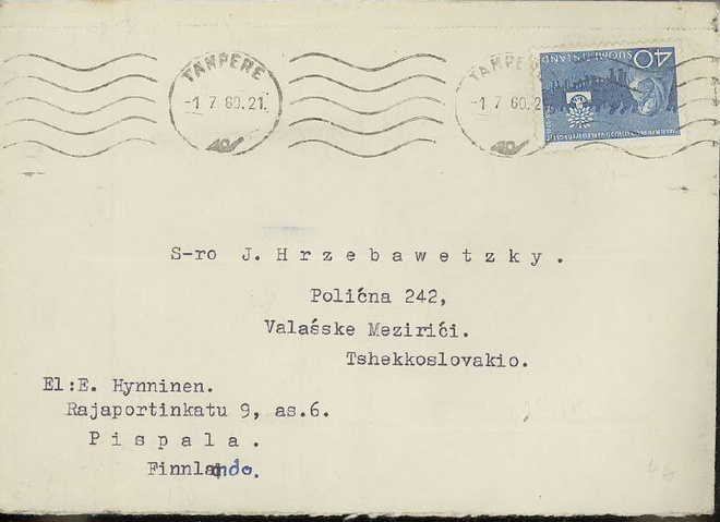 1960 pakolaisvuosi 40mk kirje CSR:ään