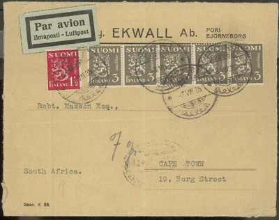 M30 1935 lentokirje Etelä-Afrikkaan, 3.7.1935