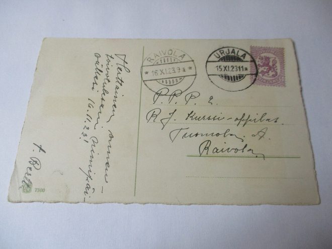 1923 Urjala kortti Raivolaan