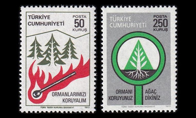 Turkki 2441-2 ** Metsien suojelu (1977)