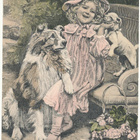Tyttönen ja koirat - Carte Postale, kulk. 1904 - pikkukuva 1