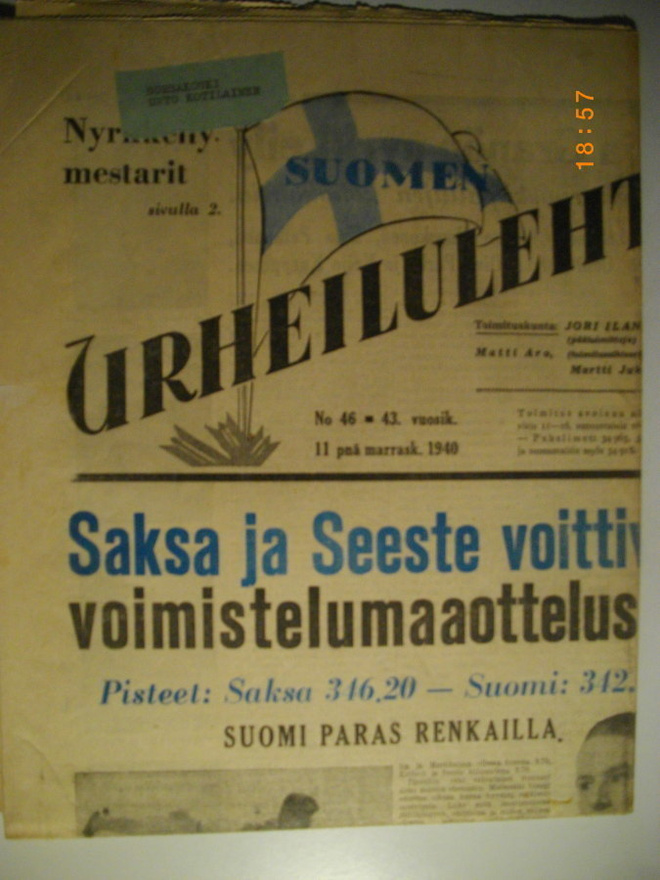 Suomen Urheilulehti Nro 46/1940 (16.3)
