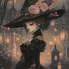 Halloween noita hautausmaalla, upea hattu - pikkukuva 1