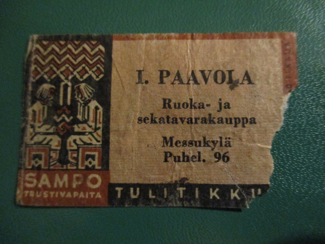 TT ETIKETTI - MESSUKYLÄ I.PAAVOLA  ET S-12