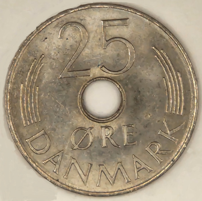 Tanska 25 äyrin kolikko 1980
