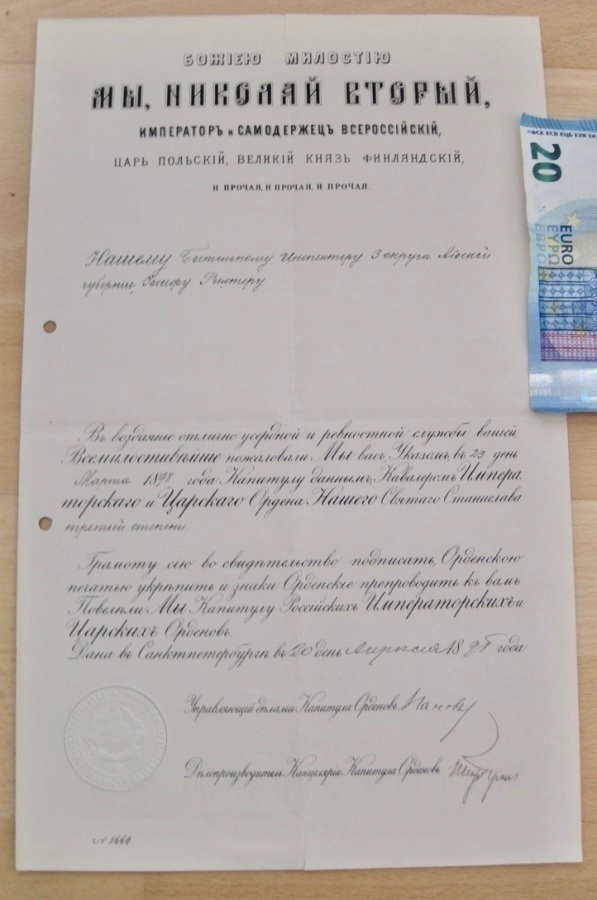 VANHA Luovari Venäjä Pyhä Stanislaus Suomalaiselle 1898