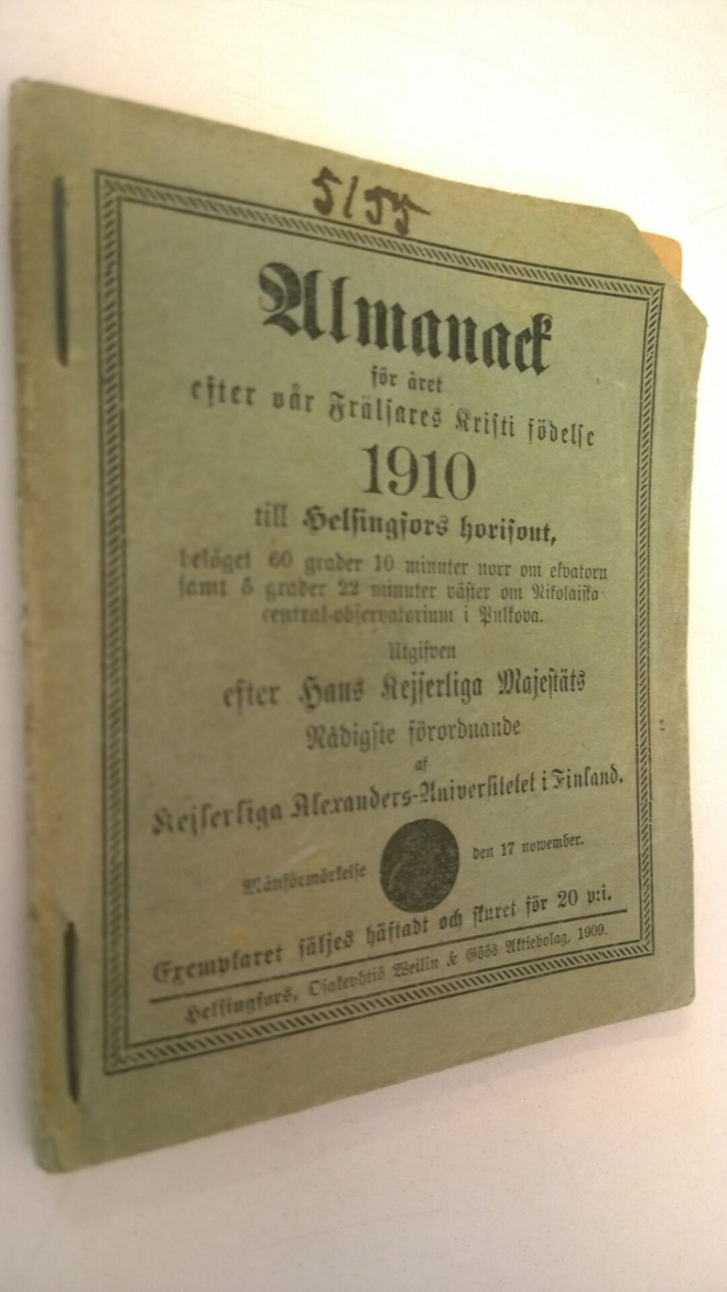 Almanack 1910 : för året 1910 efter vår Fräljares Kristi ...