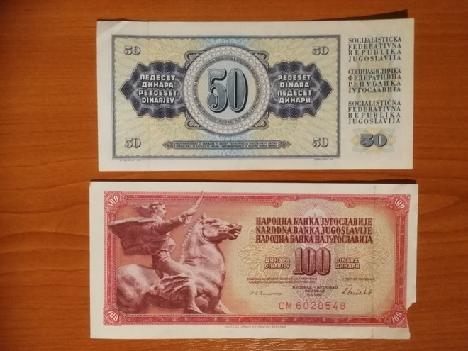 Jugoslavia 50 ja 100 dinaaria
