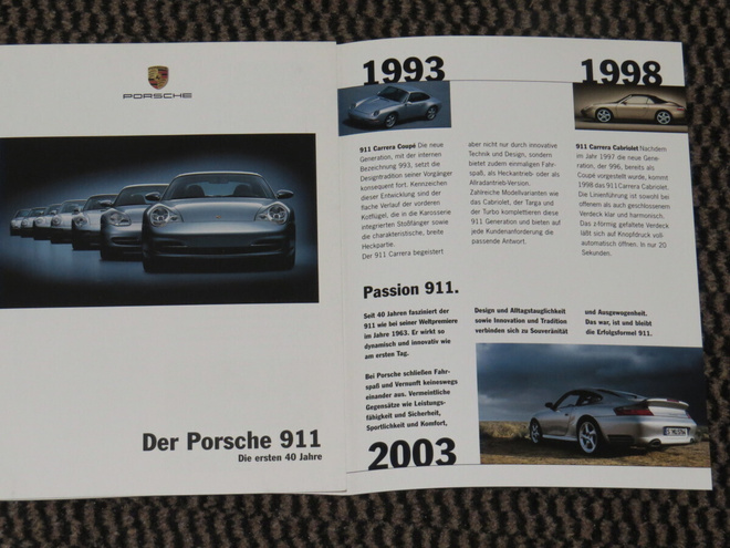 2003 Porsche 911 historia esite - KUIN UUSI