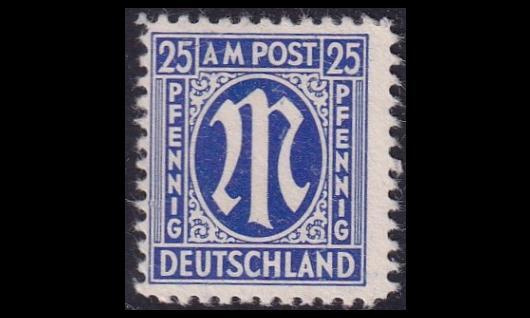 Bizone 9 ** Amerikkalainen paino 25 Pf (1945)