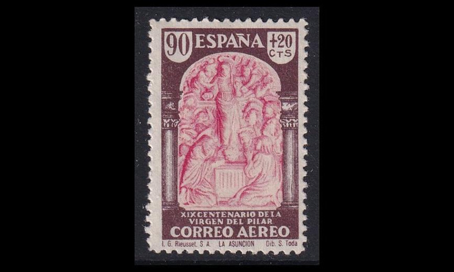 Espanja 878 ** Pilar-basilika lentoposti 90+20 C (1940)