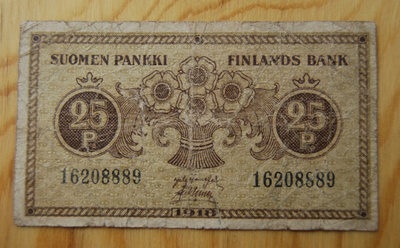Suomen 25p 1918  on itsenäisen Suomen ensimmäisiä seteleitä.