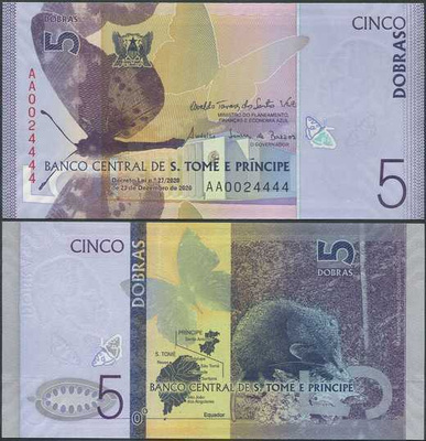 Sao Tome e Principe 5 Dobras 2020 (2021) UNC paperia