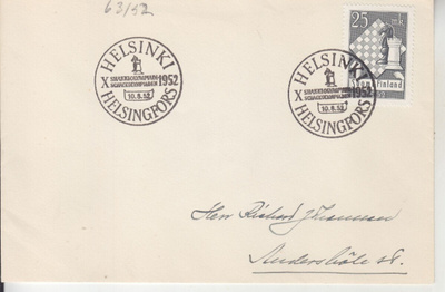 FDC 1952 Shakkiolympialaiset