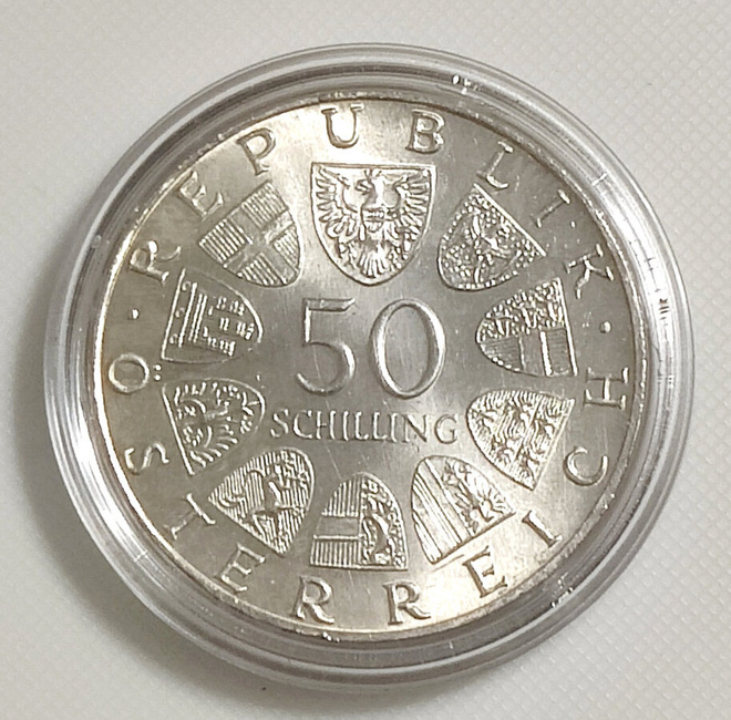 Itävalta 50 Schilling 1973, Theodor Körner, hopeakolikko