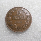 10 penniä 1908   kulkematon tasaisesti patinoitunut, kl 9 - pikkukuva 3