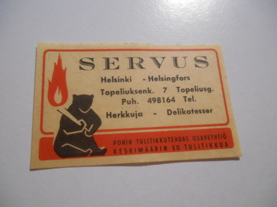 TT Etiketti KARHU Servus Helsinki-Helsingfors