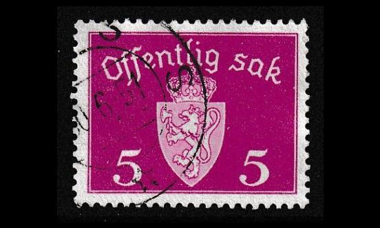Norja 33 o Virkamerkki 5 öre (1939)
