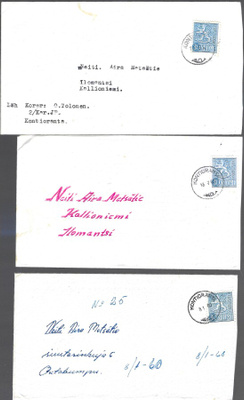 3 KPL KUORIA KONTIORANTA LEIMOILLA 1960 VUODELTA M54 30 MK M