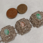 1900 Vintage Hopea filigraani rannekoru Jade kivillä - pikkukuva 3