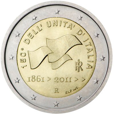 ** ITALIA 2€ 2011 Italian yhdistyminen pillerissä **