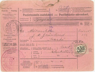1917 1mk postiennakko-vapaakirje (Merenkulkulaitos)