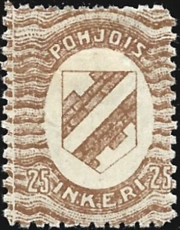 1920 Pohjois-Inkeri 25 p ruskea * LaPe P-I 3 liimakepaloja