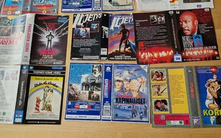 VHS  sekalainen läjä kansipapereita 13kpl