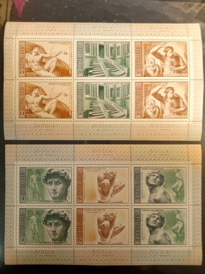NEUVOSTOLIITTO CCCP Taideaihe Michelangelo 2 blokkia 1975 **