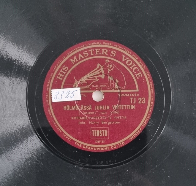 Savikiekko 1953 - Kipparikvartetti His Master's Voice TJ 23
