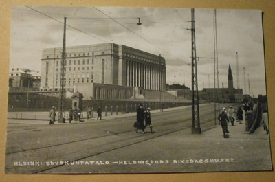 Helsinki, Eduskuntatalo, vanha valokuvapk, ei p.