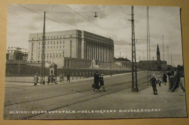 Helsinki, Eduskuntatalo, vanha valokuvapk, ei p.