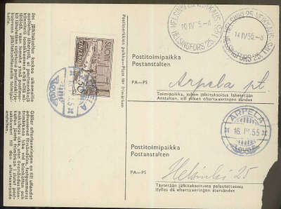 1942 50nk Tre jälkitaksoitus ARPELA