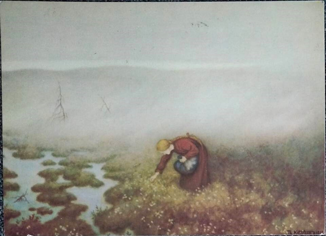 kortti Nainen ulkona - erilaisia taidekortteja